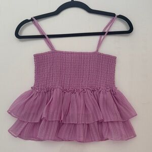 BB Dakota by Steve Madden Lavender Smocked Tiered Ruffle Cami